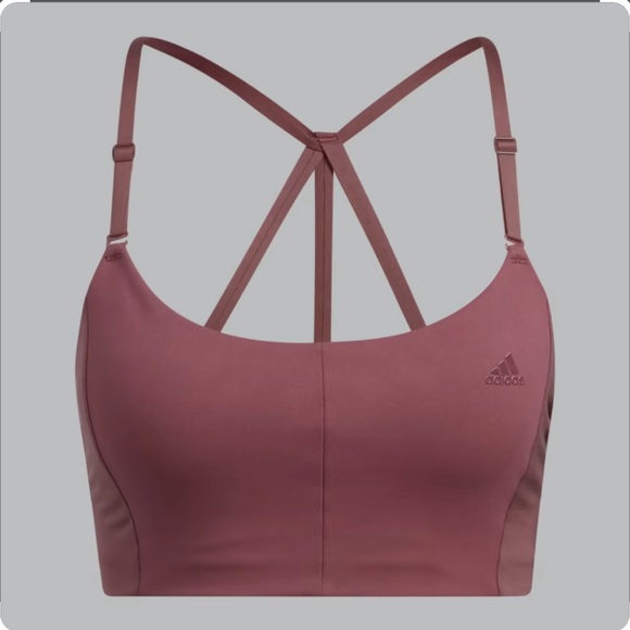 adidas Tops - NWT adidas yoga studio light-support 3-stripes bra burgundy size XSDD